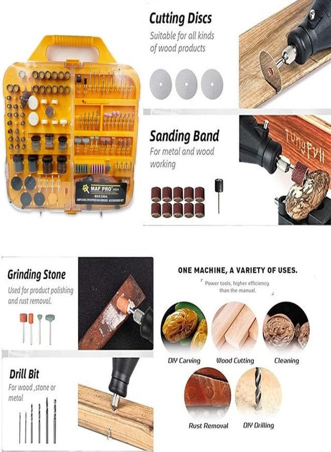 MAF PRO ملحقات أداة الطحن الدوارة الصغيرة Maf Pro MAS249A | مجموعة ملحقات أدوات دوارة متعددة الوظائف للحفر والصنفرة والتلميع والقطع والنقش والأعمال اليدوية (249 قطعة) - Image 3